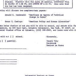 Announcements, 1973-04-20. ...