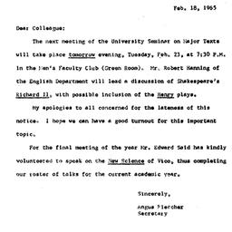 Announcements, 1965-02-18. ...