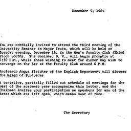 Announcements, 1964-12-09. ...