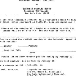 Announcements, 1991-01-24. ...