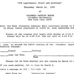 Announcements, 1991-03-14. ...
