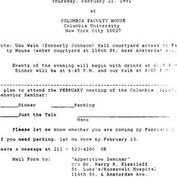 Announcements, 1991-02-21. ...