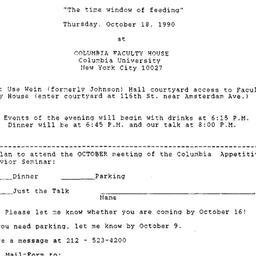 Announcements, 1990-10-18. ...