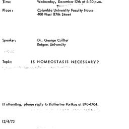 Announcements, 1973-12-12. ...