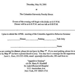 Announcements, 2001-05-10. ...