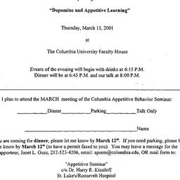 Announcements, 2001-03-15. ...
