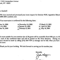 Correspondence, 2001-05-22....