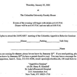 Announcements, 2001-01-25. ...