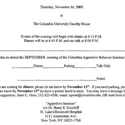 Announcements, 2000-11-16. ...