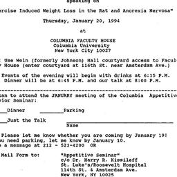 Announcements, 1994-01-20. ...