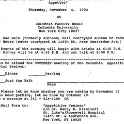 Announcements, 1993-11-04. ...