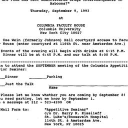 Announcements, 1993-09-09. ...