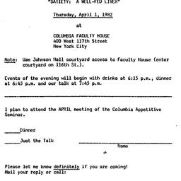 Announcements, 1982-04-01. ...