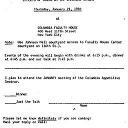 Announcements, 1982-01-21. ...