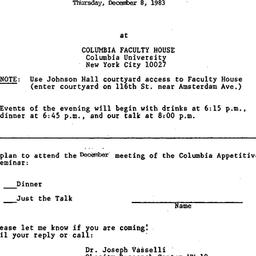 Announcements, 1983-12-08. ...