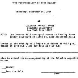 Announcements, 1984-02-16. ...