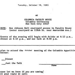 Announcements, 1983-10-18. ...