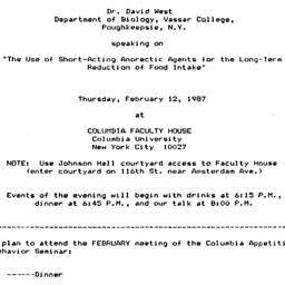 Announcements, 1987-02-12. ...