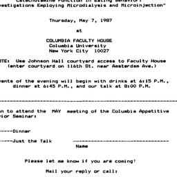 Announcements, 1987-05-07. ...