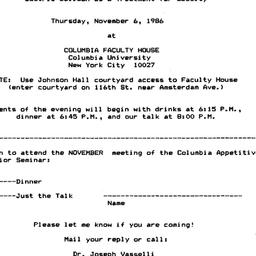 Announcements, 1986-11-06. ...
