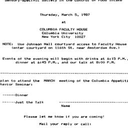 Announcements, 1987-03-05. ...