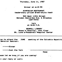 Announcements, 1987-06-11. ...