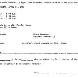 Announcements, 1977-04-21. ...