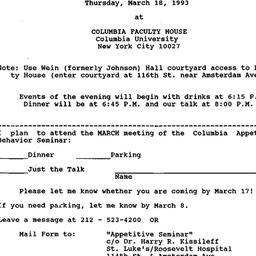 Announcements, 1993-03-18. ...