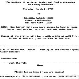 Announcements, 1989-03-01. ...