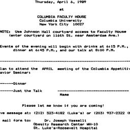 Announcements, 1989-04-06. ...