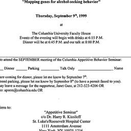 Announcements, 1999-09-09. ...