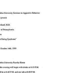 Announcements, 1999-10-14. ...