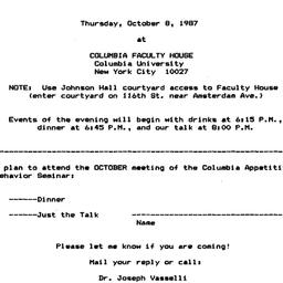 Announcements, 1987-10-08. ...