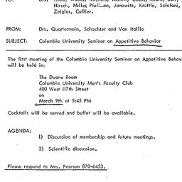 Announcements, 1972-03-09. ...