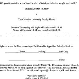 Announcements, 1999-03-11. ...