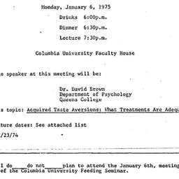 Announcements, 1975-01-06. ...