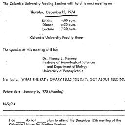 Announcements, 1974-12-12. ...