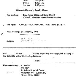 Announcements, 1974-11-20. ...