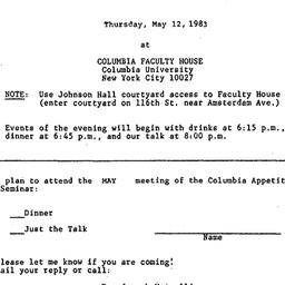 Announcements, 1983-05-12. ...