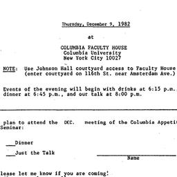 Announcements, 1982-12-09. ...
