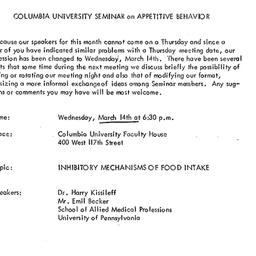 Announcements, 1973-03-14. ...