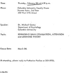 Announcements, 1973-02-08. ...