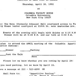 Announcements, 1992-04-30. ...
