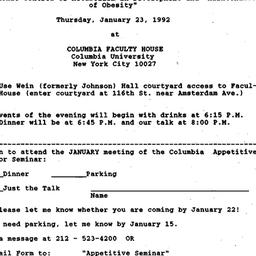 Announcements, 1992-01-23. ...