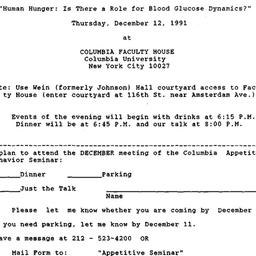 Announcements, 1991-12-12. ...