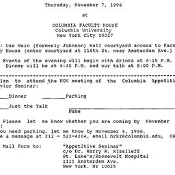 Announcements, 1996-11-07. ...