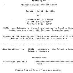 Announcements, 1986-04-15. ...