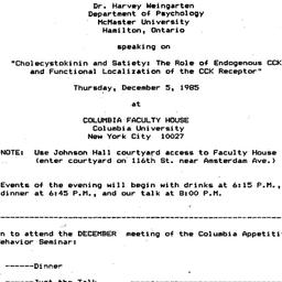 Announcements, 1985-12-05. ...