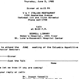 Announcements, 1986-06-05. ...