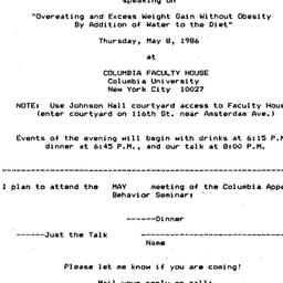 Announcements, 1986-05-08. ...